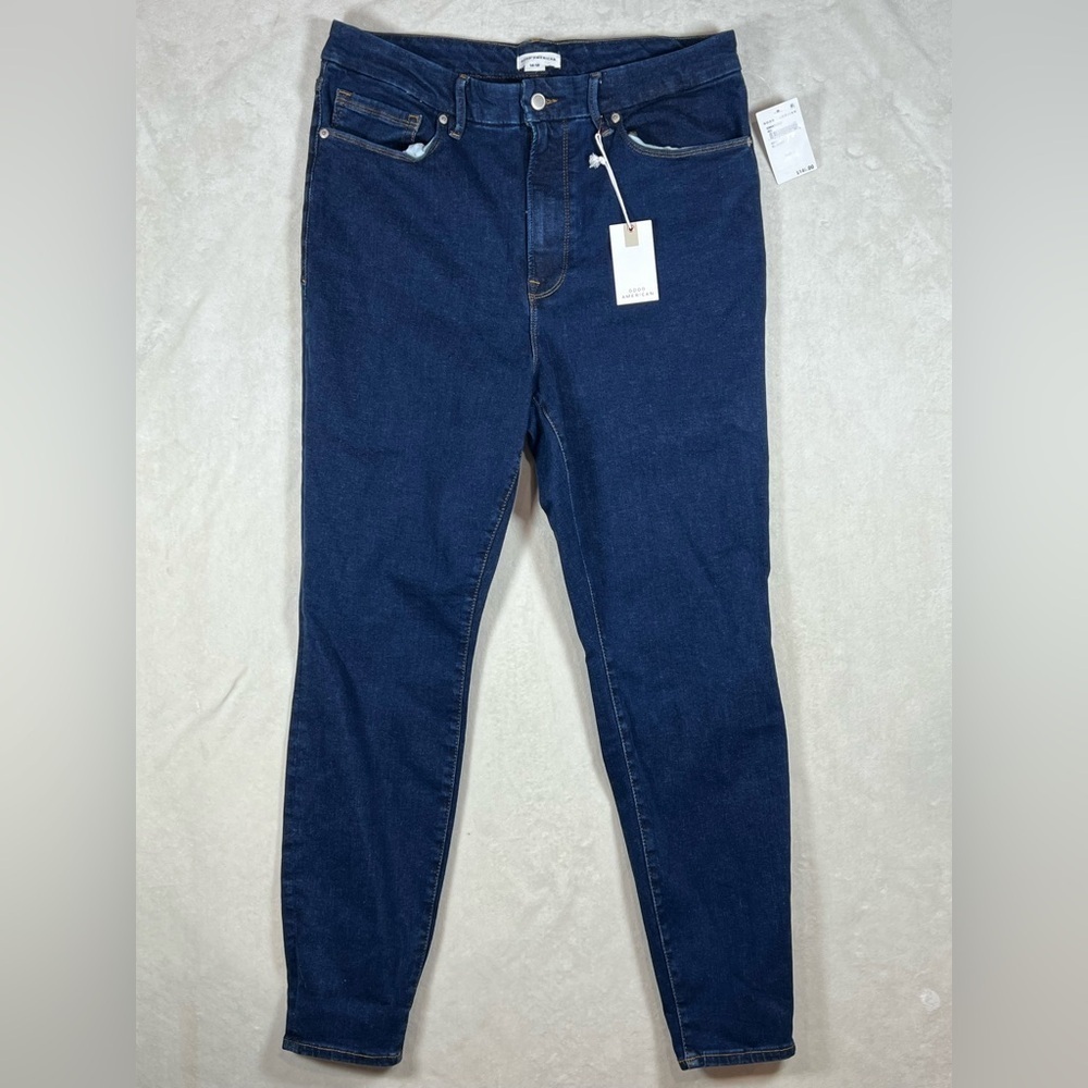 NWT Good American 14-18 Good Waist 29” Inseam Dark Blue Skinny Jeans